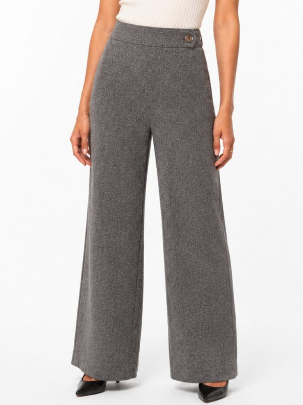 East 5th Brown Tweed Wide Leg Trousers Size 14 Secretly Slender Office